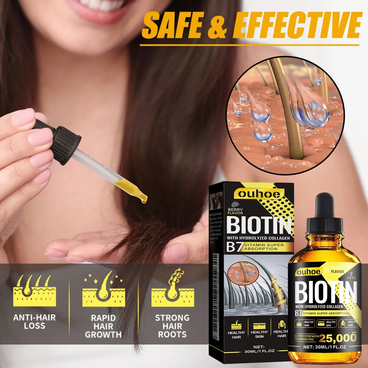 OUHOE Collagen B7 Vitamin Hair Oil | Moisturize & Prevent Hair Loss