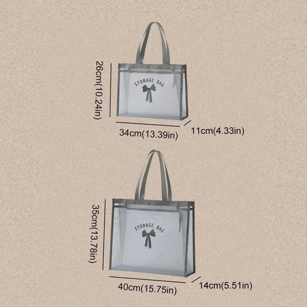 Large Capacity Shoulder Bag Hollow Mesh Transparent Swim Tote Bag Multifunctional Waterproof Beach Toiletry Storage Bag Women Peaceful Pleasures Health and Wellness