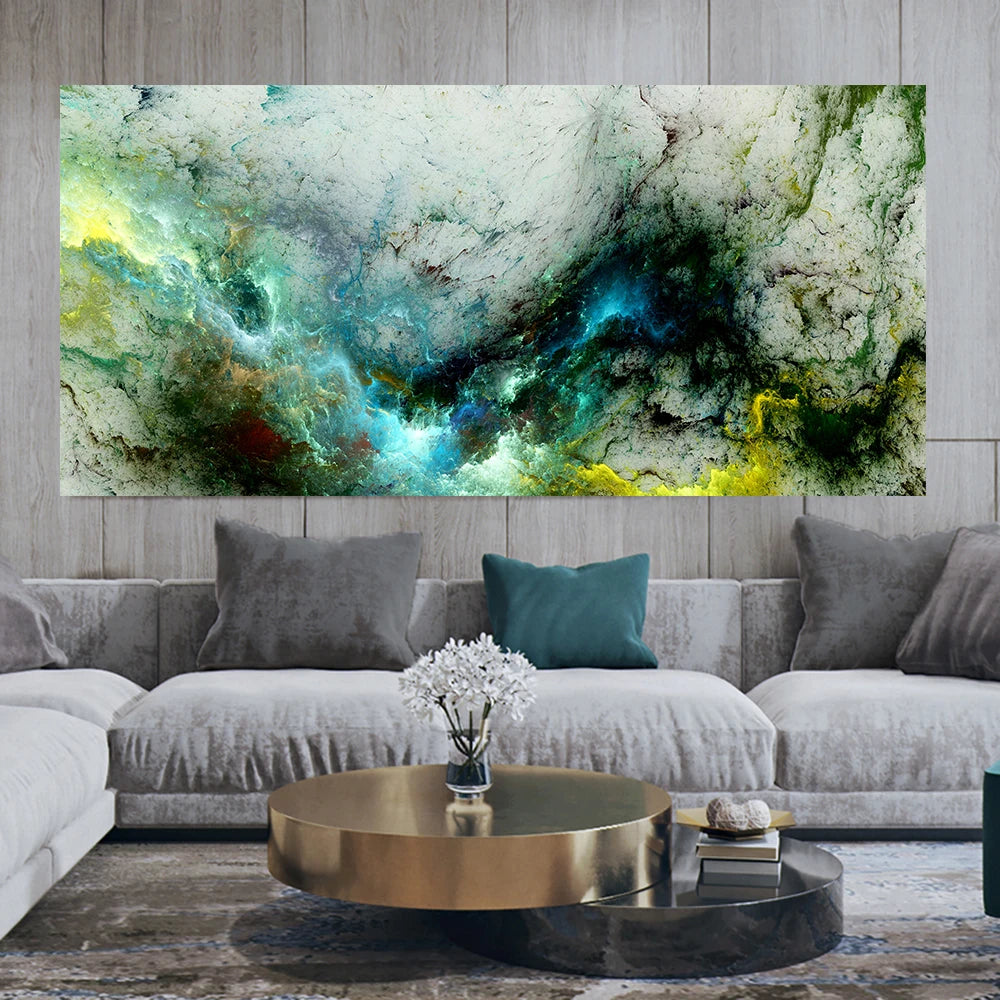 Grey Yellow Cloud Abstract Art Oil Painting Posters And Prints on Canvas Modern Art Independe Wall Picture For Living Room Decor Peaceful Pleasures Health and Wellness QP10215-M 40x80cm No Frame