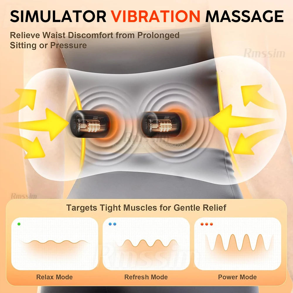 3-in-1 Electric Lumbar Support Pillow with Heat,Vibration &Traction,Waist Relief Waist Support Back Pillow Waist Protection Pad Peaceful Pleasures Health and Wellness