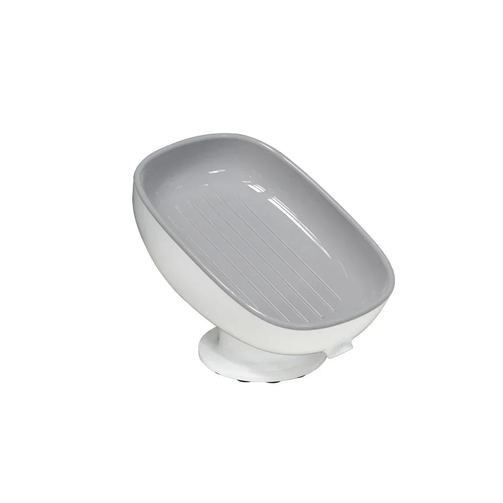 1Pcs Bathroom Soap Dishes Holder Self Draining Soap Box with Super Suction Portable Soap Container for Bathroom Accessories Peaceful Pleasures Health and Wellness Gray