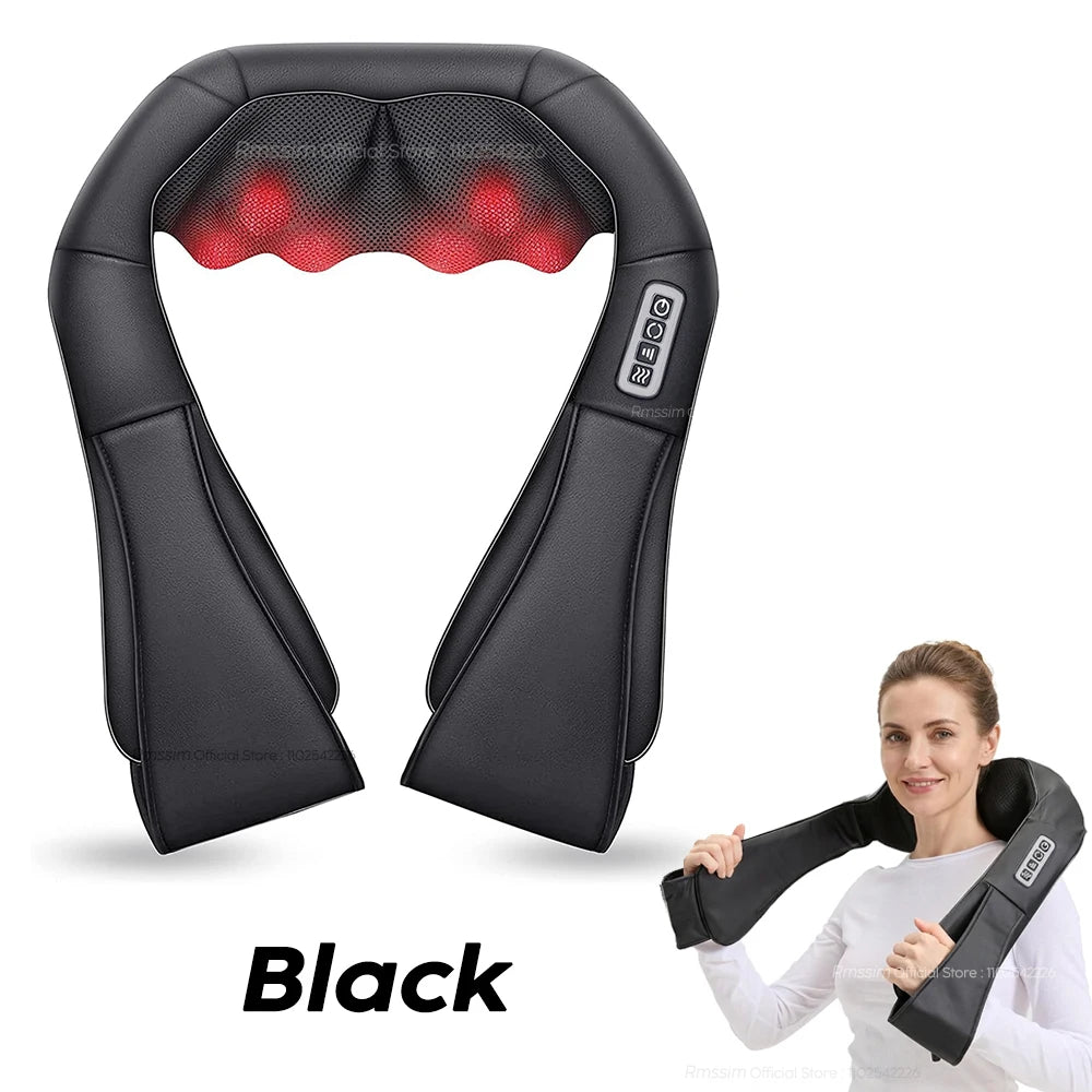 Electric Neck and Shoulder Massager with Heat, Deep Tissue 3D Kneading Pillow Shiatsu Back Massager for Muscle Pain Relief Peaceful Pleasures Health and Wellness Black US Plug