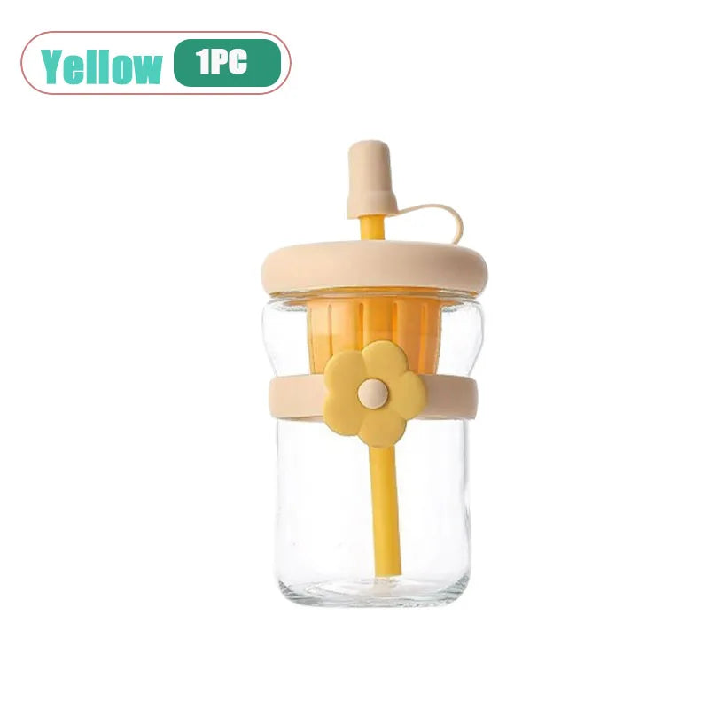 500ml Glass Cold Brew Cup with Straw & Tea Infuser – Floral