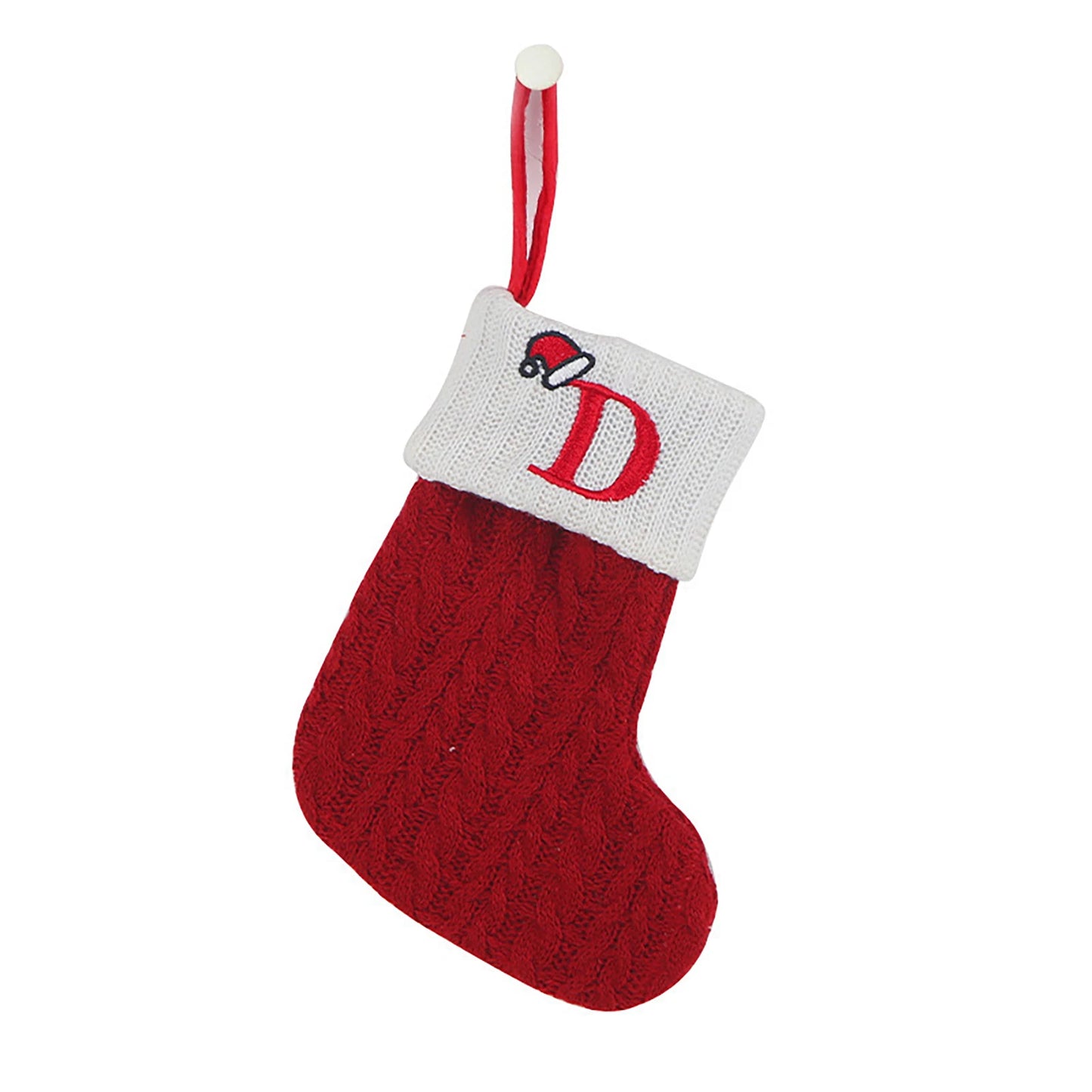 Personalized Knitted Christmas Stocking | Monogram Initial