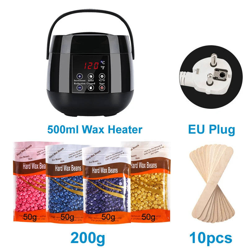 500ml Electric Wax Heater Kit – LCD Display & 200g Wax Beans