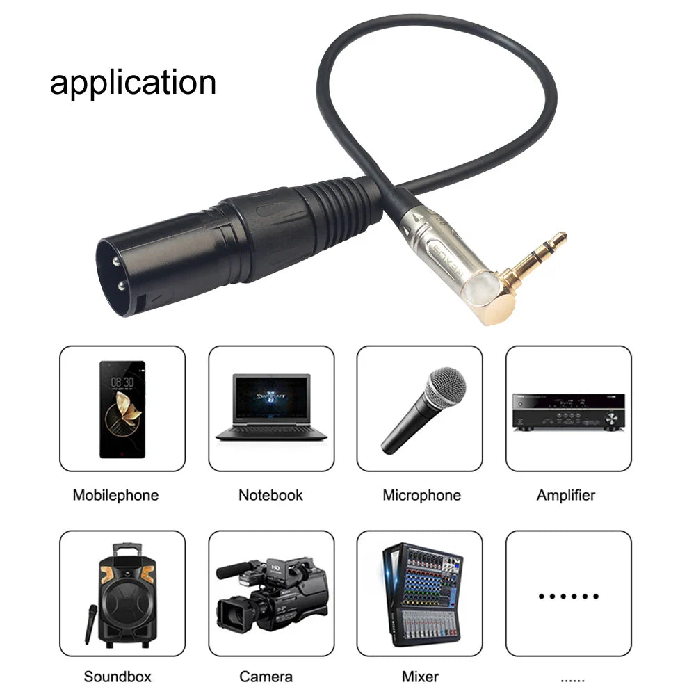 90° 3.5mm TRS to XLR 3-Pin Male Audio Cable 0.3m | VODOOL
