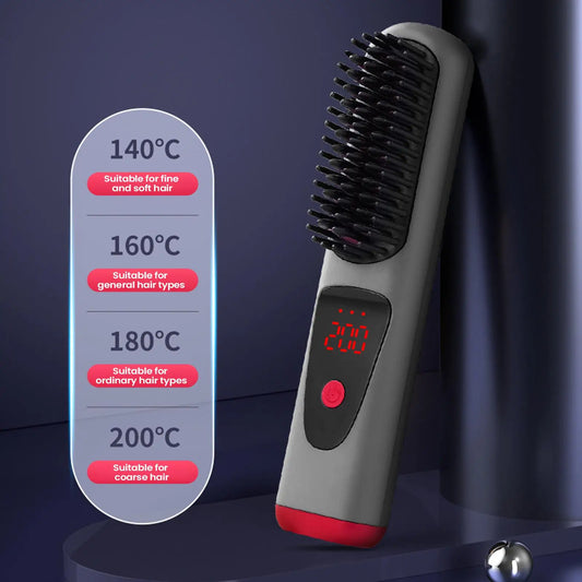 Cordless Ceramic Hair Straightener Brush – 4 Heat Levels & LED Hair Straightener Brush Oasis Select