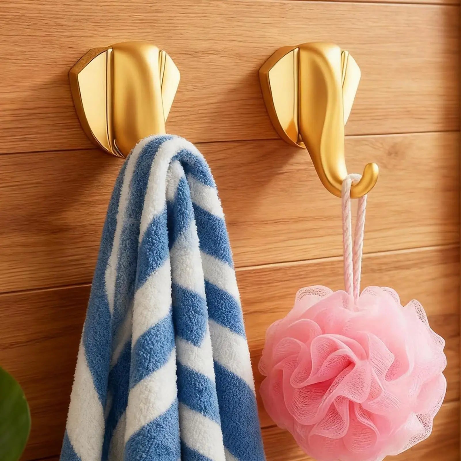 Wall Hanger Gold Elephant Head Hat Hanger Bathroom Towel Hook for Shower Kitchen Closet Entryway Home Room Office Laundry Peaceful Pleasures Health and Wellness