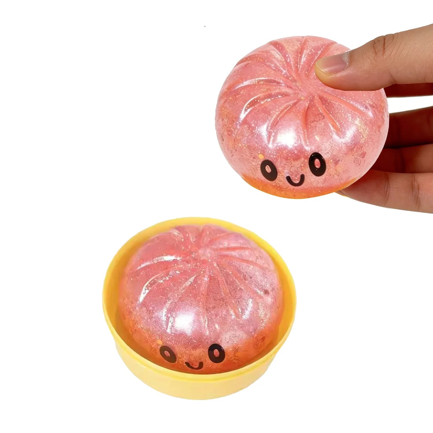 Glitter Squishy Dumpling Stress Relief Toy – Cute Pink Squeeze