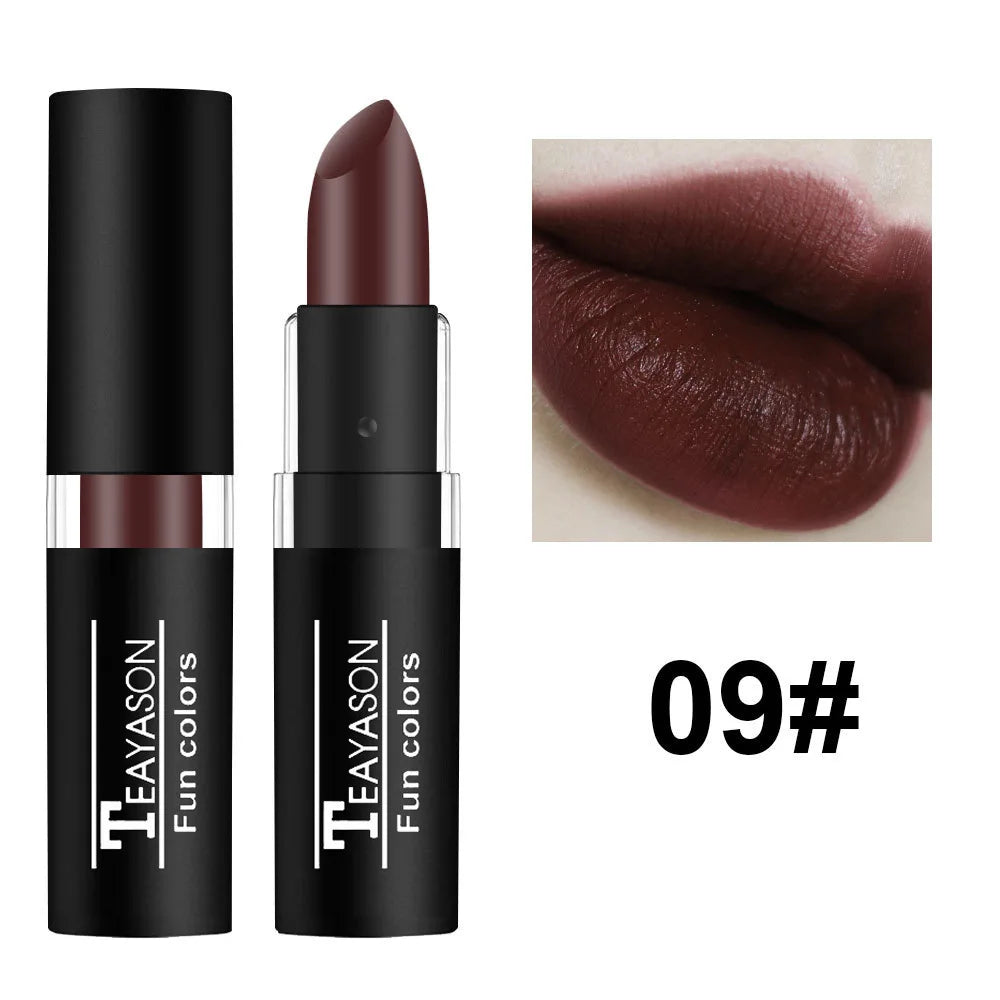 TEAYASON 12-Color Matte Lipstick – Waterproof Long-Lasting