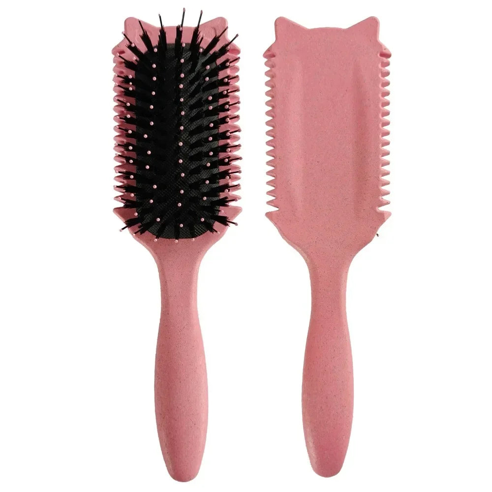 Boar Bristle Curl Defining Brush – Detangling Styling Comb