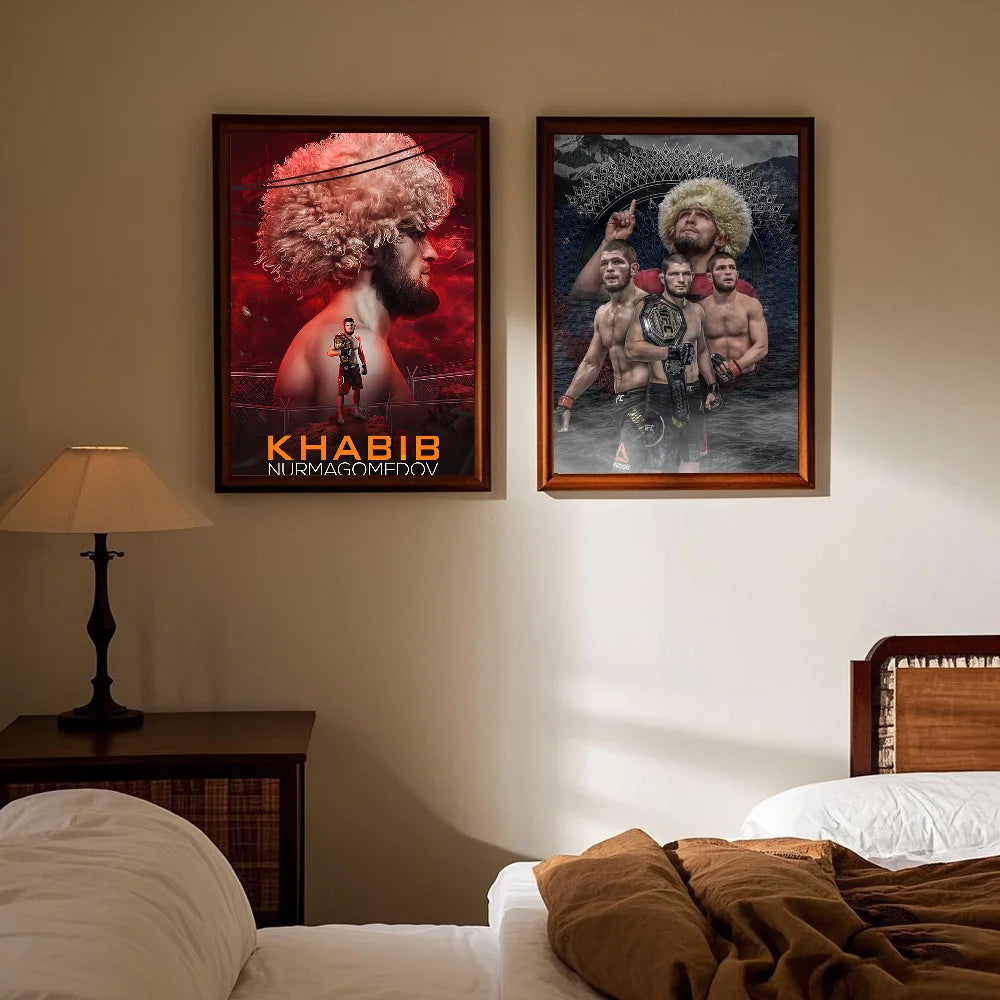 Khabib Nurmagomedov UFC Poster – HD Waterproof PVC Wall Art Sports Wall Poster Peaceful Pleasures Health and Wellness