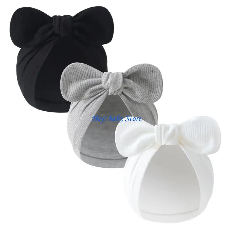 Newborn Bowknot Bonnet Hat | Soft Cotton Cap 0–3 Months