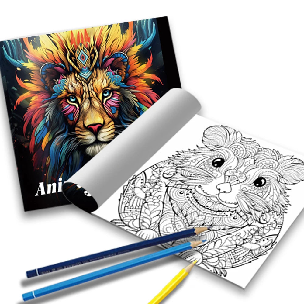 20-Page Coloring Book Adults Kids Stress Relief Birthday Party Favors