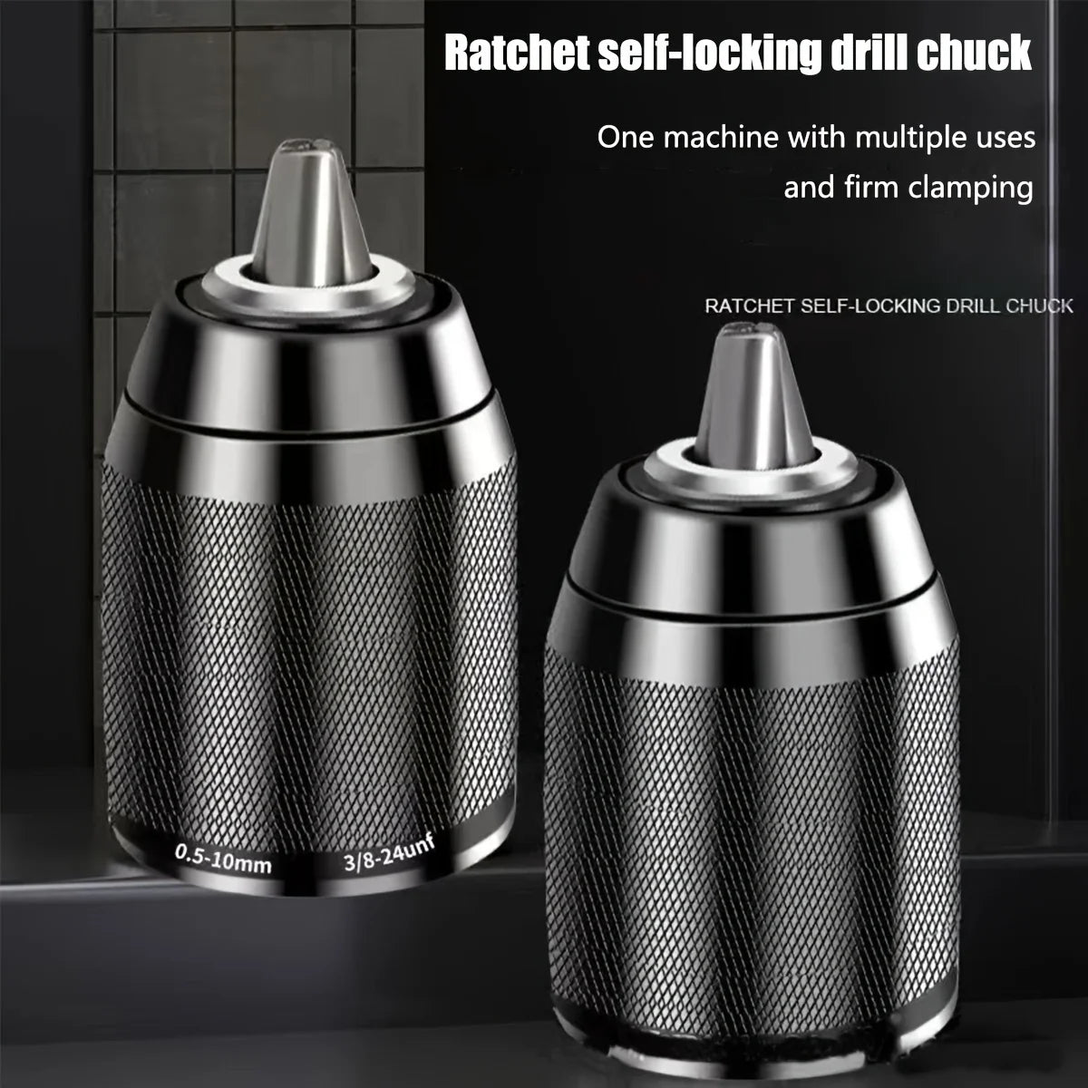 0 8- Metal Ratchet Self-locking Drill Chuck 3 8 24UNF Keyless Bit