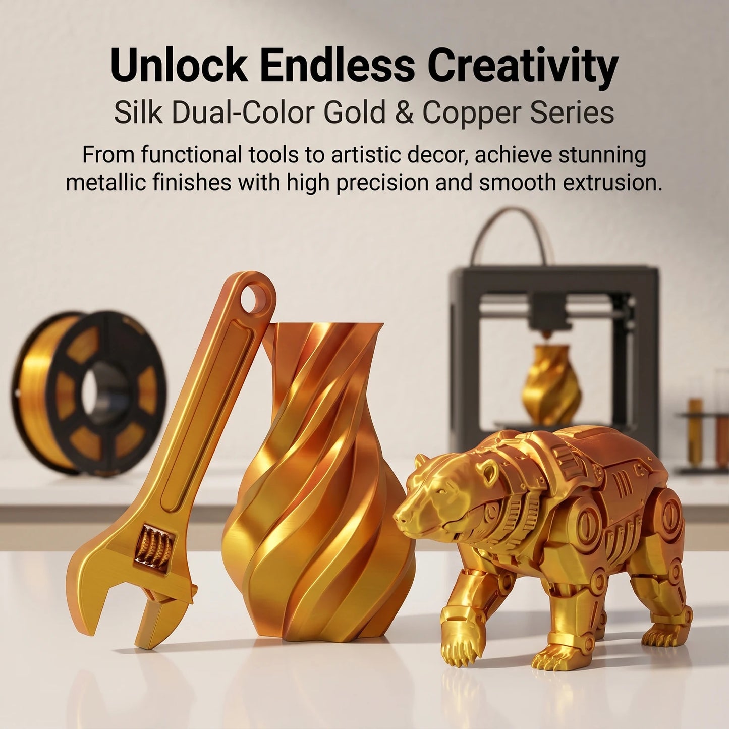 Silk PLA+ Dual Color 3D Filament 1.75mm | DINGSUN 3D Gradient