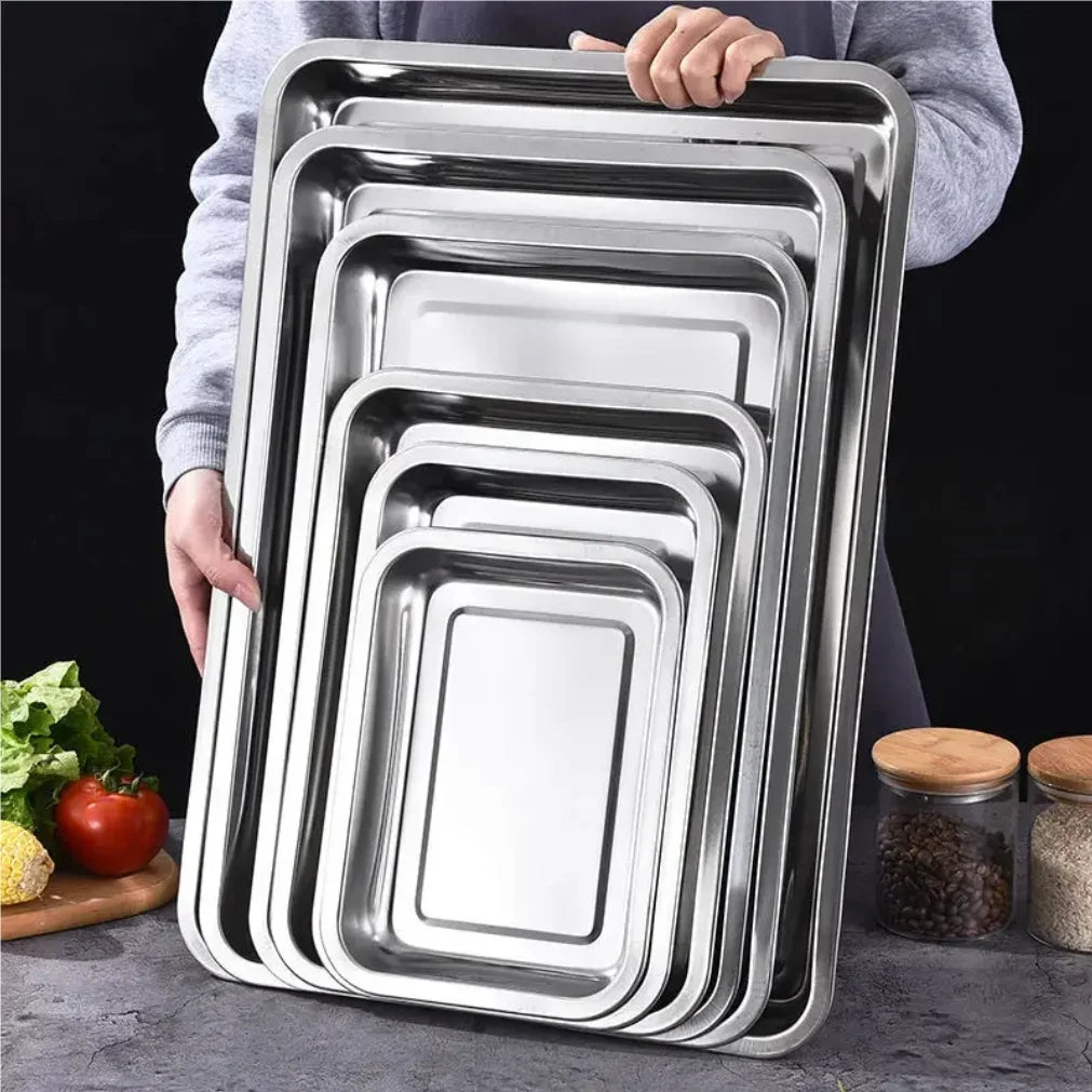 Stainless Steel Rectangle Serving Tray | BBQ & Restaurant