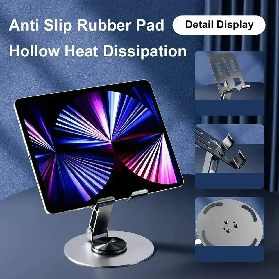 720° Rotating Aluminum Tablet & Phone Stand – Foldable Holder