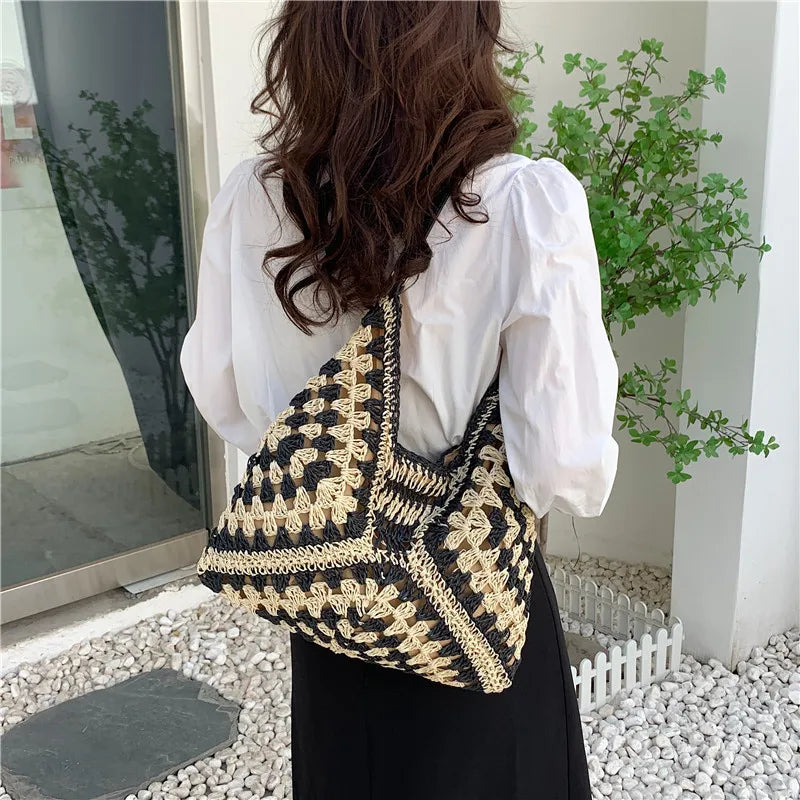 Woven Net Shoulder Bag – Beach Tote Handbag for Women & Girls Peaceful Pleasures Health and Wellness