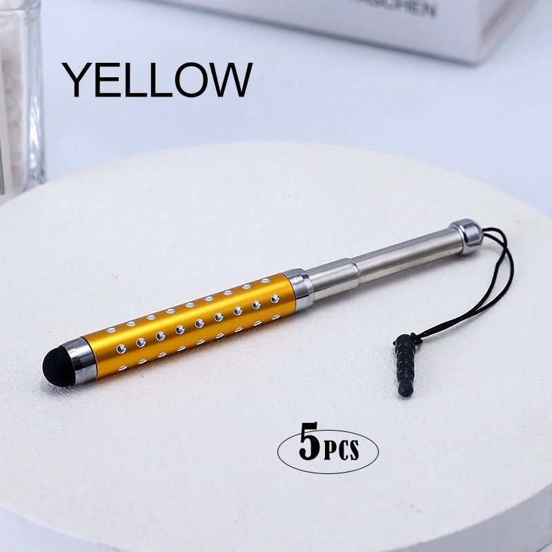 Professional stylus Universal Mobile Phone Touch Screen Accessory Metal Electrostatic Capacitive Pencil Tablet iphone Android Peaceful Pleasures Health and Wellness Yellow(5pcs)