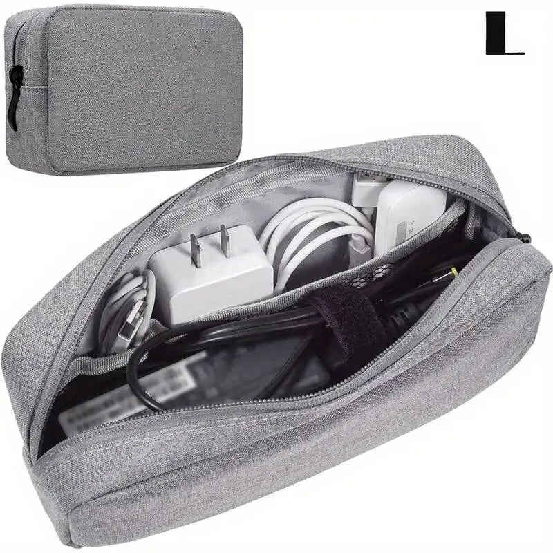 Multi-Compartment Electronics Organizer Pouch | Travel Gadget Bag Travel Organizer Pouch Peaceful Pleasures Health and Wellness grey plus