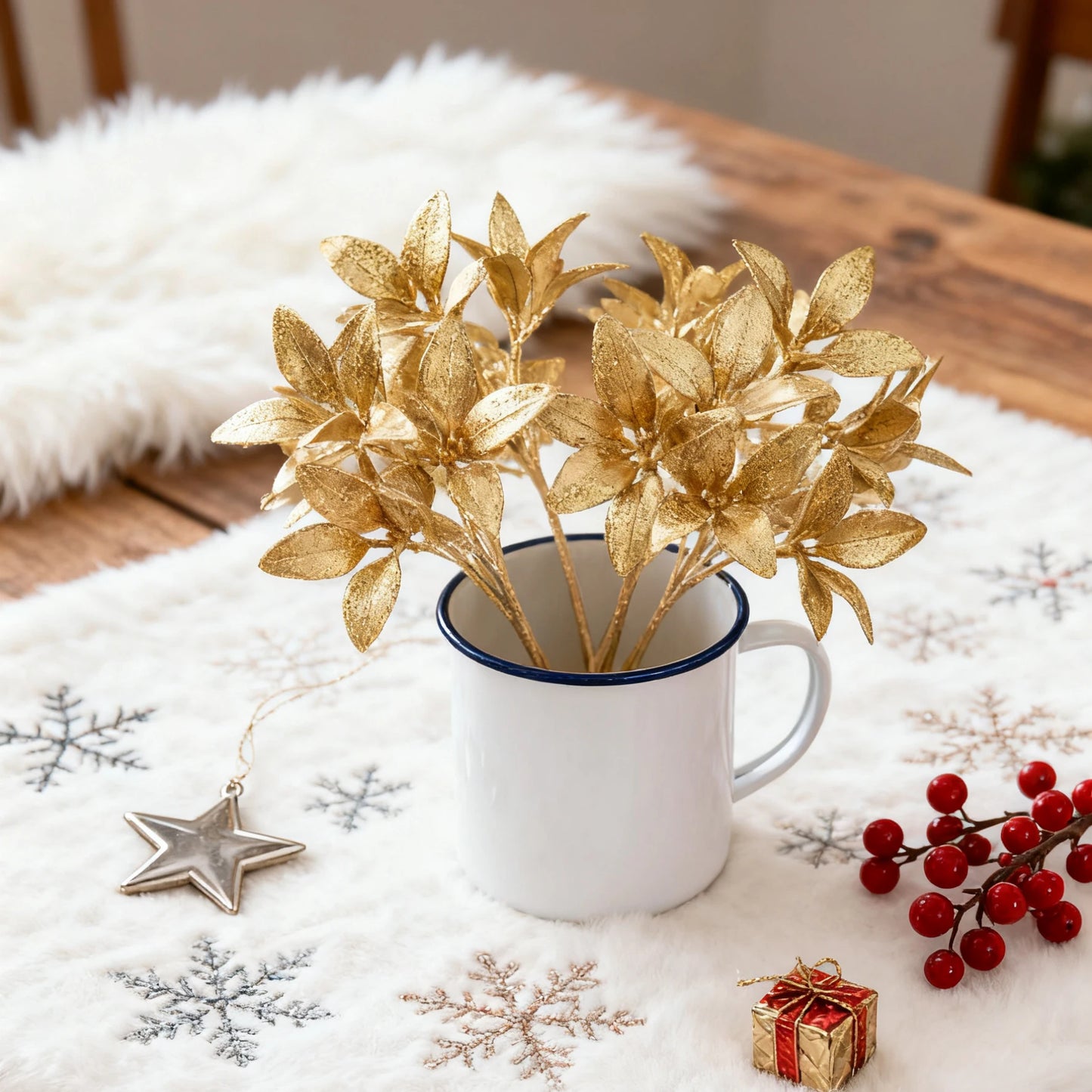 Artificial Golden Pine Picks | Wedding & Home Decor – 5/10 Pcs