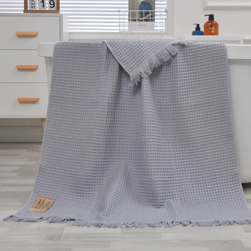 XXL Organic Cotton Waffle Bath Towel 90x180cm | Quick-Dry