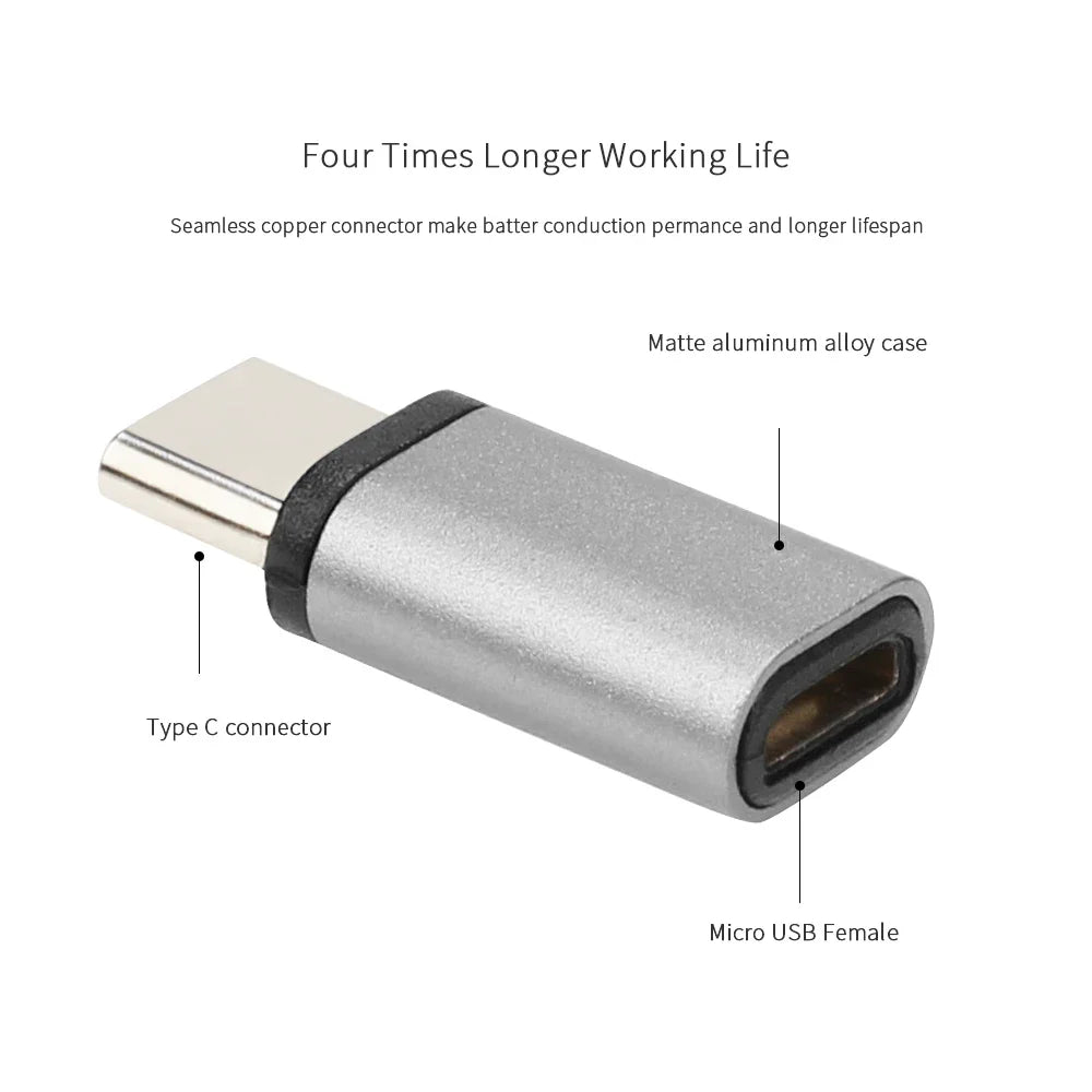 Metal Micro USB to USB-C Adapter | Aluminum Alloy Connector