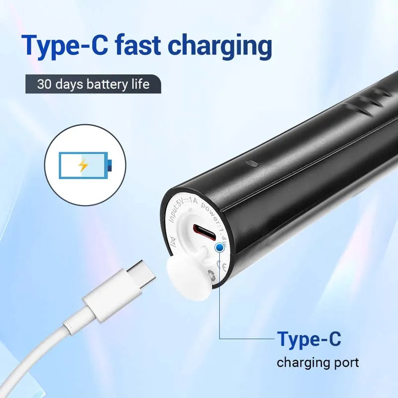 New Design Rechargeable Rotating Oscillating Electric Toothbrush with Replacement Feature Custom Friendly Peaceful Pleasures Health and Wellness