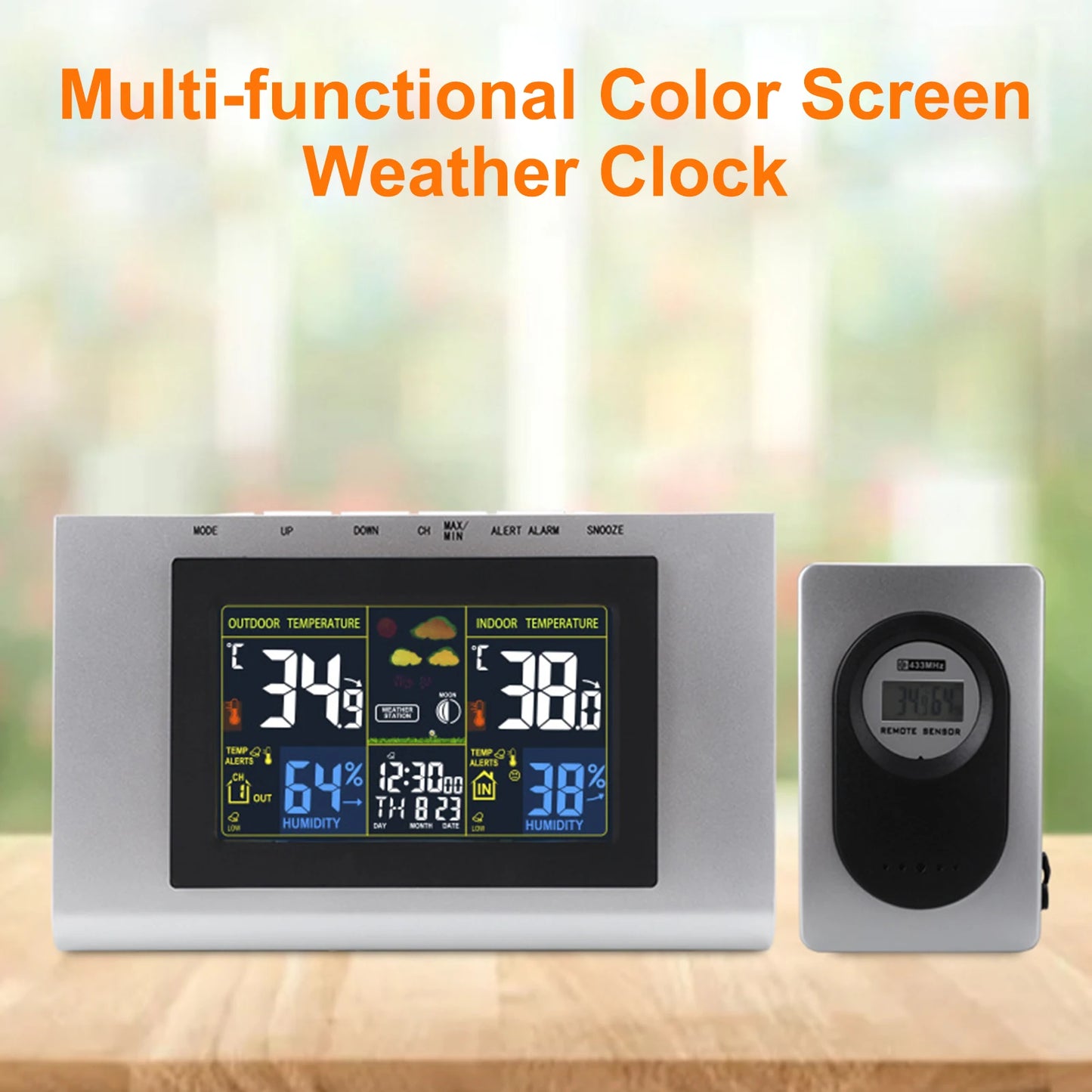 Digital Thermometer Hygrometer Dual Screen Weather Station Clock