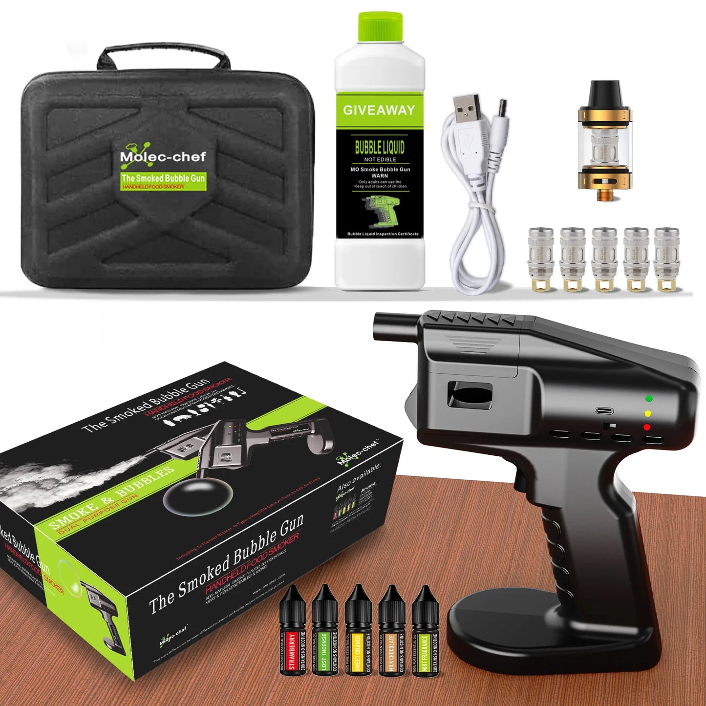 Smoking Flavor Blaster Cocktail Smoker Bubble Gun Barman Bartender Kit Smoke Food Accessories Home Brewing & Wine Making Barware Peaceful Pleasures Health and Wellness