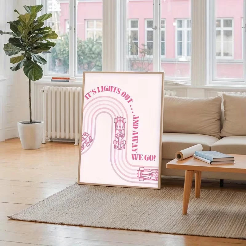 Modern Pink Chase Canvas Wall Art Print | Home Decor