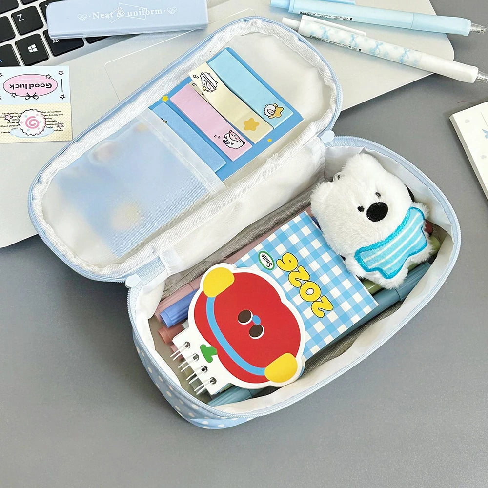 Wave Point Element Pen Bag Ins Large Capacity Girl Makeup Brush