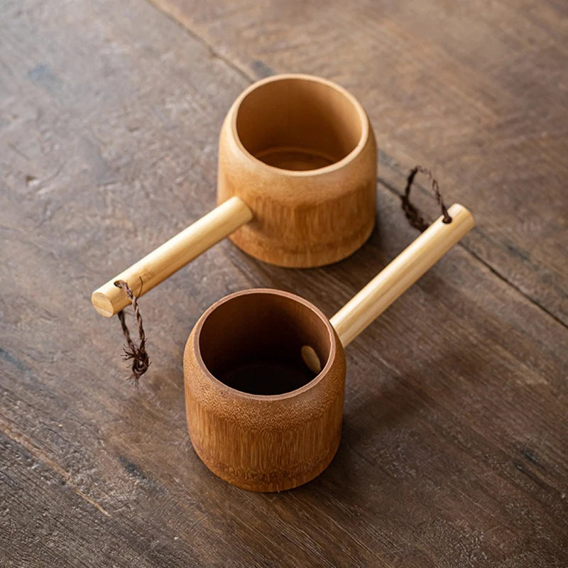 Japanese-Style Bamboo Water Ladle & Soup Serving Spoon – 400ml Multi-Use Ladle for Kitchen, Tea, Bath & Sauna