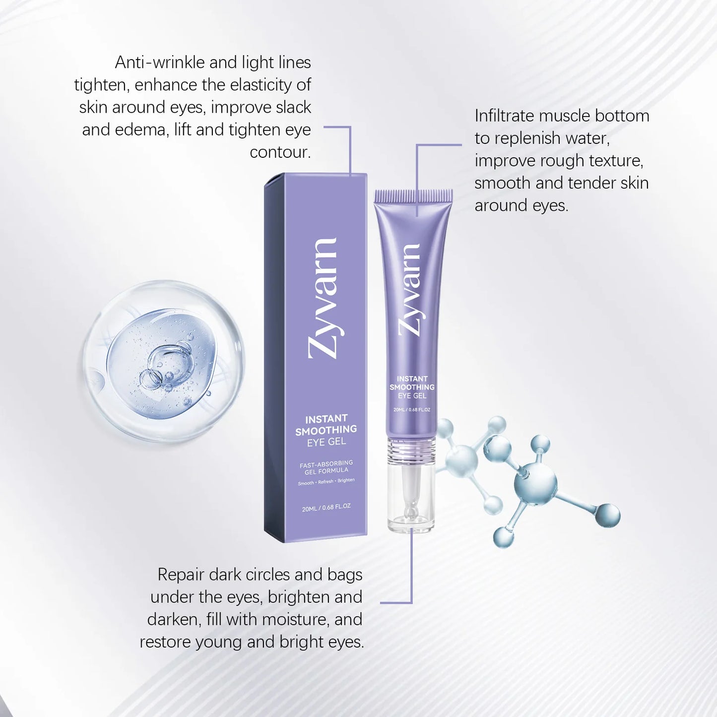 NEW Instant Lift Eye Gel Efficient Improve Eye Puffiness Anti Wrinkles Firming Collagen Eye Brightener Women Men Eyes Treatment Peaceful Pleasures Health and Wellness