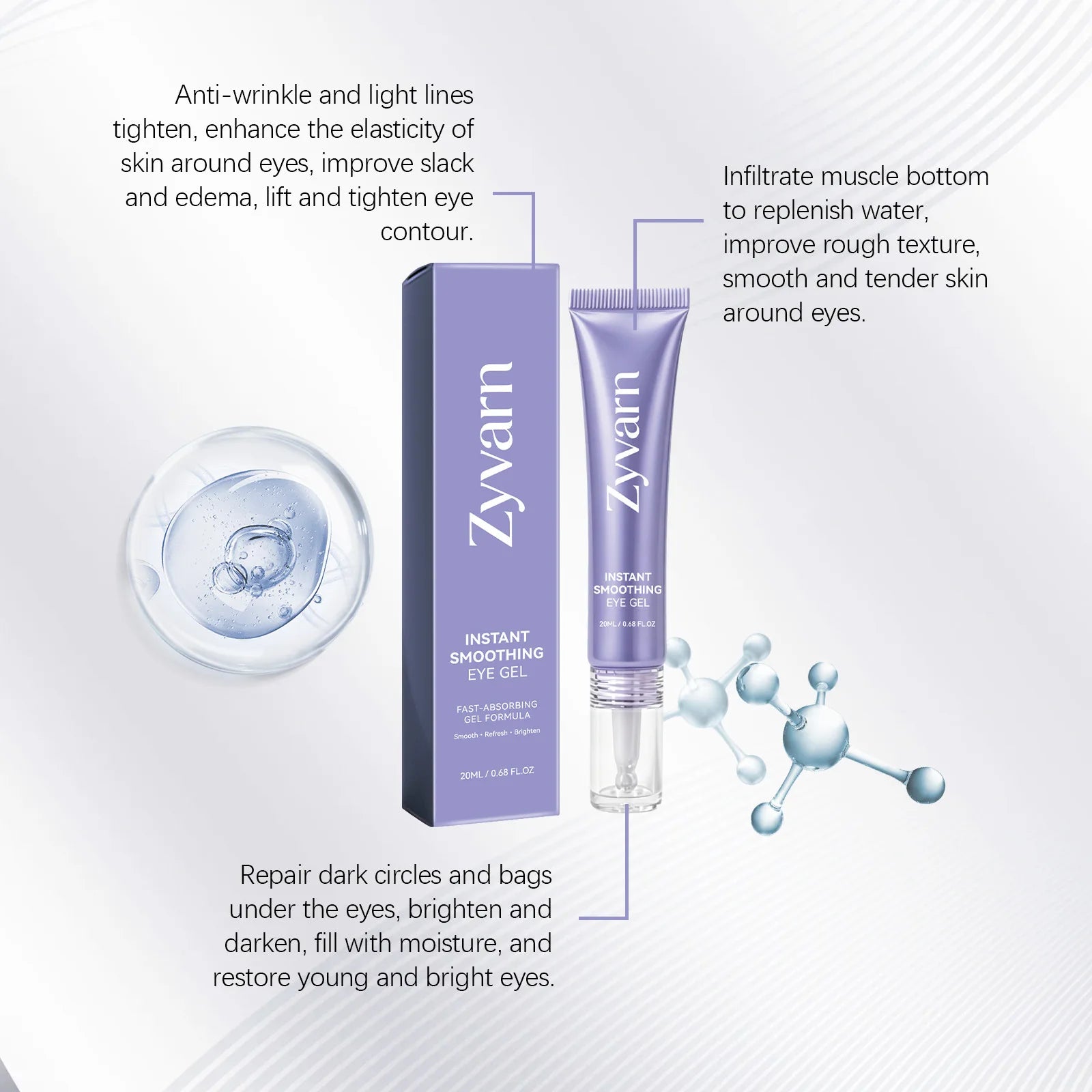 NEW Instant Lift Eye Gel Efficient Improve Eye Puffiness Anti Wrinkles Firming Collagen Eye Brightener Women Men Eyes Treatment Peaceful Pleasures Health and Wellness