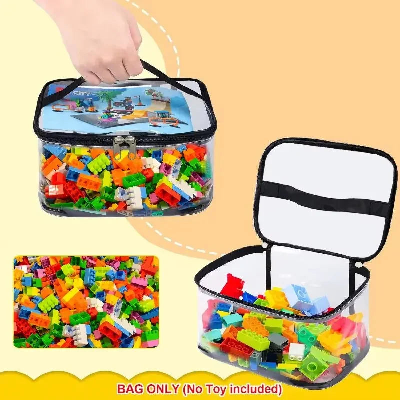 Large Mesh Zipper Toy Storage Bag – Puzzle & Block Organizer