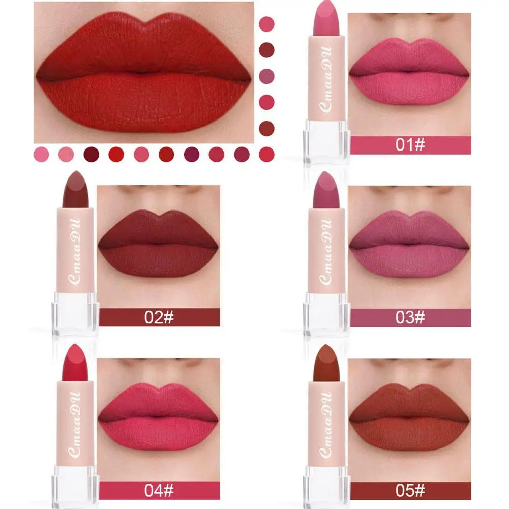CmaaDu 15-Shade Matte Velvet Lipstick – Waterproof & Long-Lasting