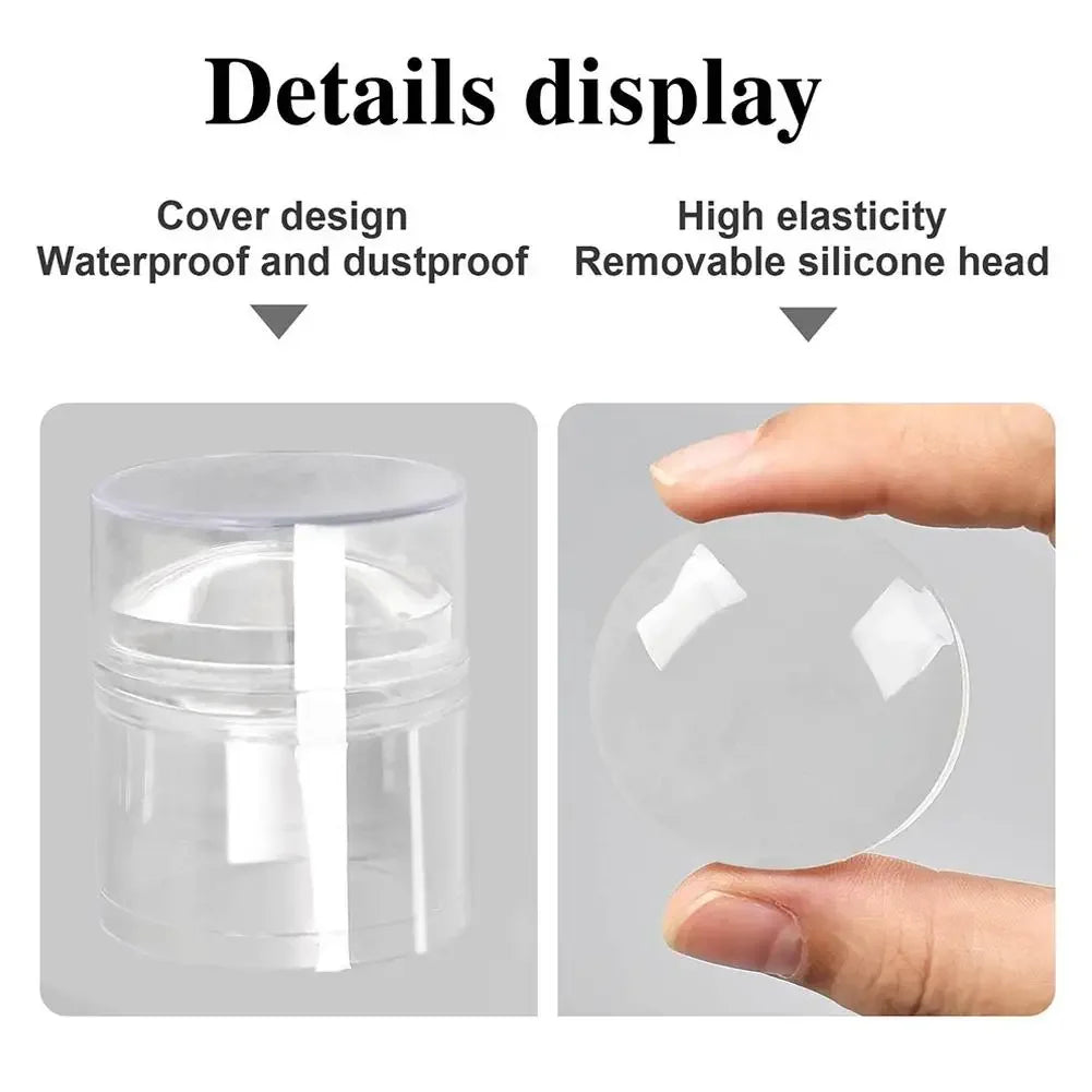 Nail Stamper, French Nail Art Stamper Clear Silicone Stamping Scraper Round Rectangular Head Stamping for DIY Nails Art Manicure Peaceful Pleasures Health and Wellness