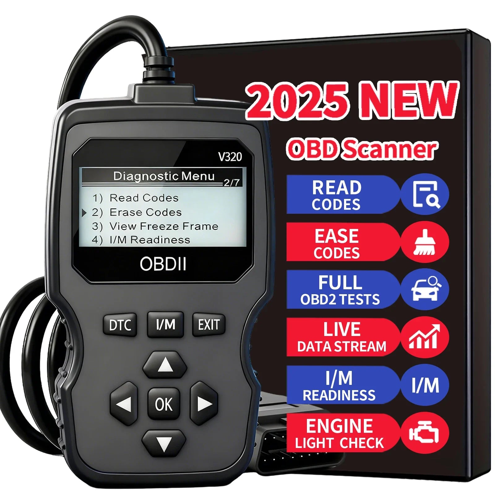 2025 OBD2 Scanner – Handheld Car Diagnostic Code Reader Tool Peaceful Pleasures Health and Wellness Grey