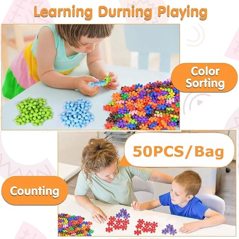 Snowflake Interlocking Building Blocks – STEM Fidget Toy for Kids