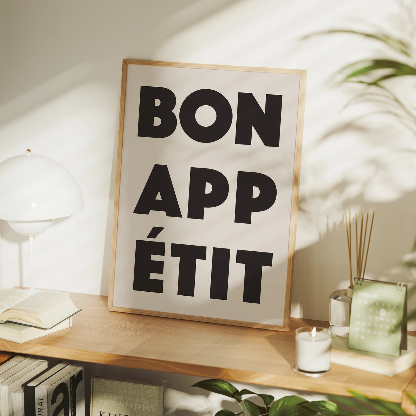 Bon Appétit Black Canvas Wall Art | Minimalist Kitchen Print