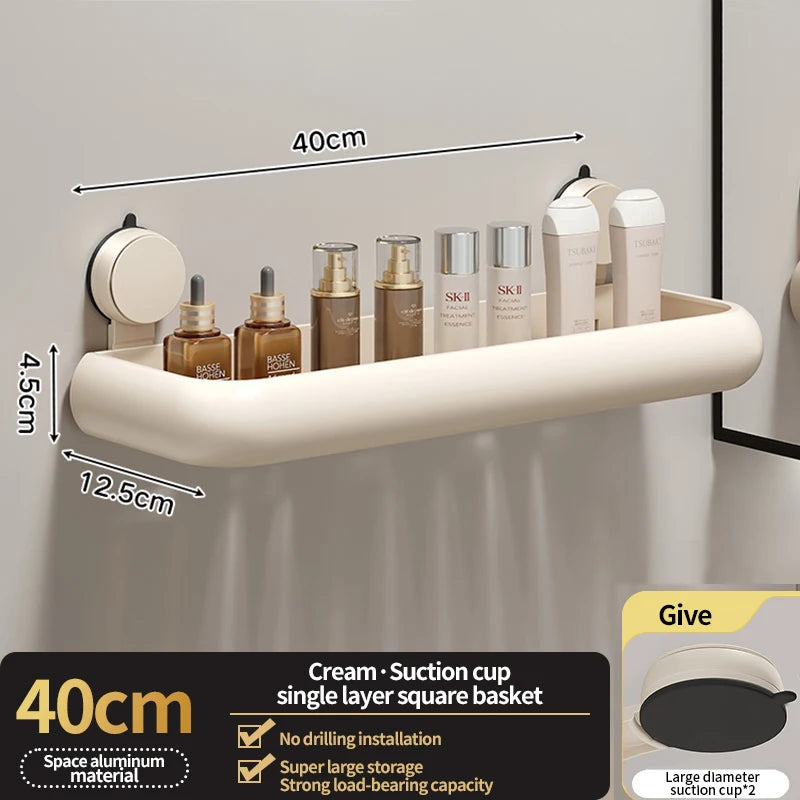 No-Drill Corner Shower Shelf | Suction Bathroom Organizer