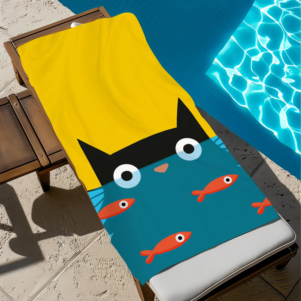 Cute Cat Art Beach Towel | Quick Dry Soft Pool & Travel Towel Quick Dry Beach Towel Peaceful Pleasures Health and Wellness z2 STJ70x140CM
