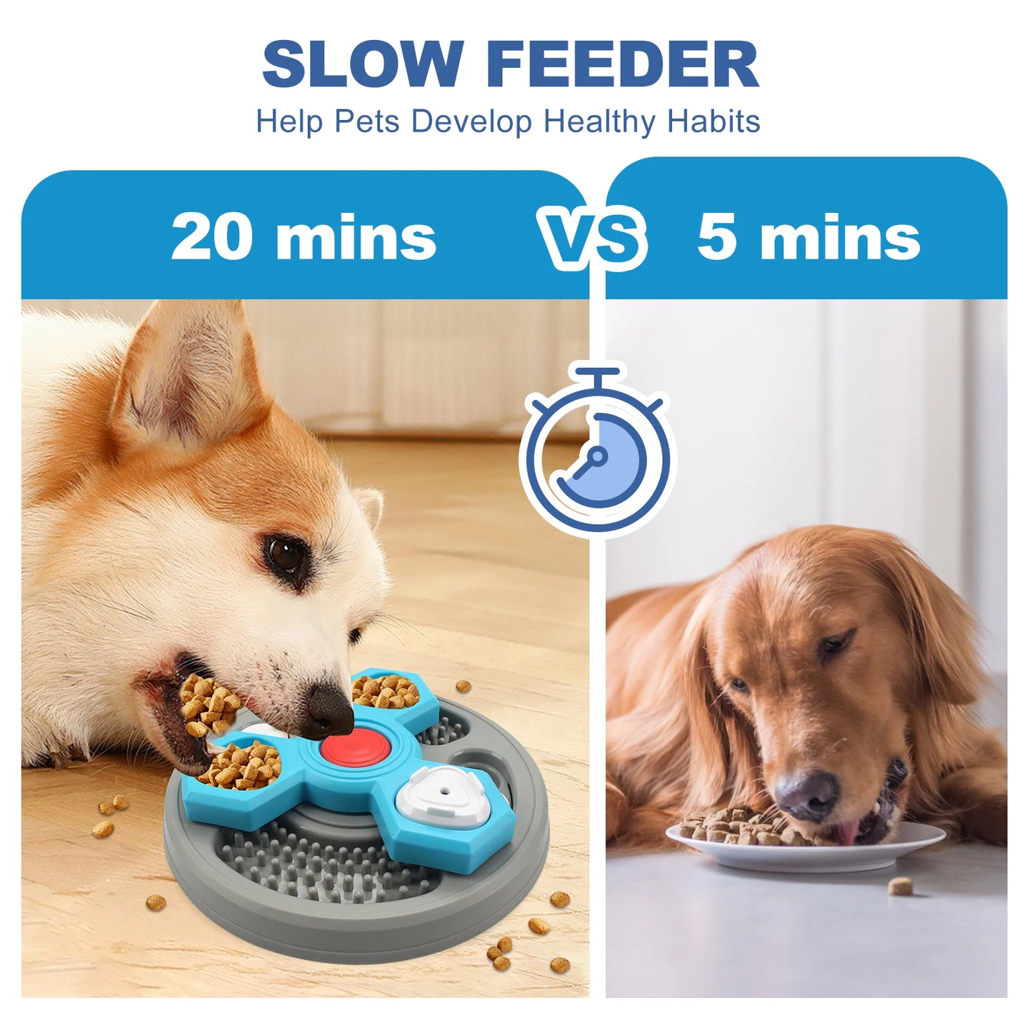 2-Layers Dog Puzzle Toys Slow Feeder Food Dispenser Interactive