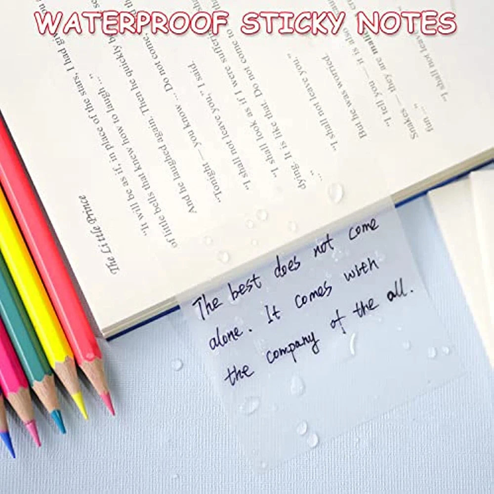 200 Sheets Transparent Sticky Notes Student Note Paper Waterproof