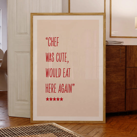Funny "Chef Was Cute" Kitchen Canvas Wall Art | Home Décor Canvas Wall Art Peaceful Pleasures Health and Wellness