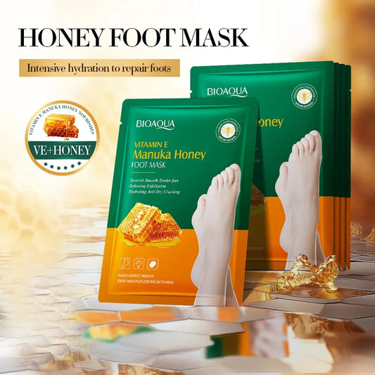 BIOAQUA Honey Exfoliating Foot Mask 5 Pairs – Dead Skin Remover Exfoliating Foot Mask Peaceful Pleasures Health and Wellness Default Title