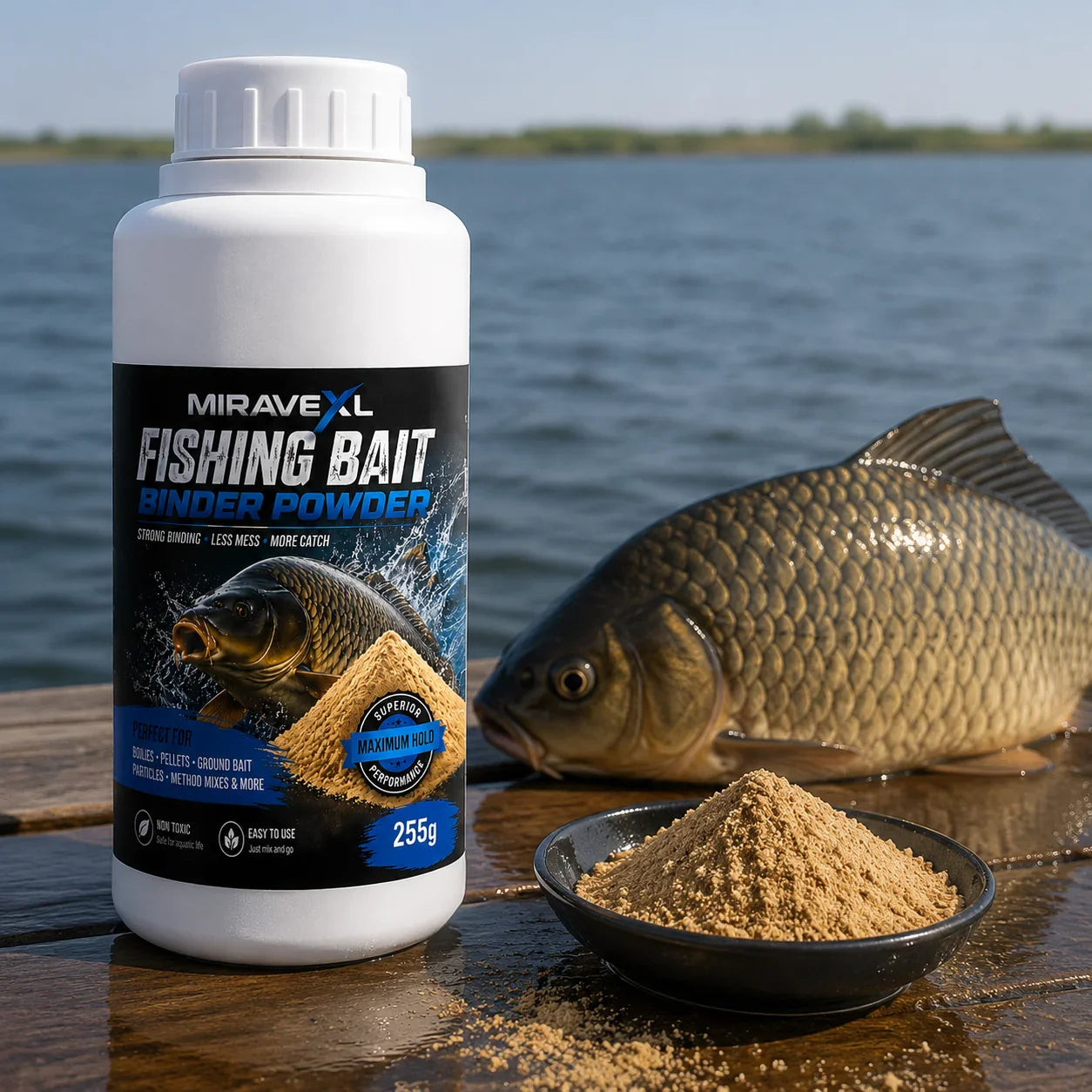 MIRAVEXL Fishing Bait Binder Powder 255g – Boilies & Pellets
