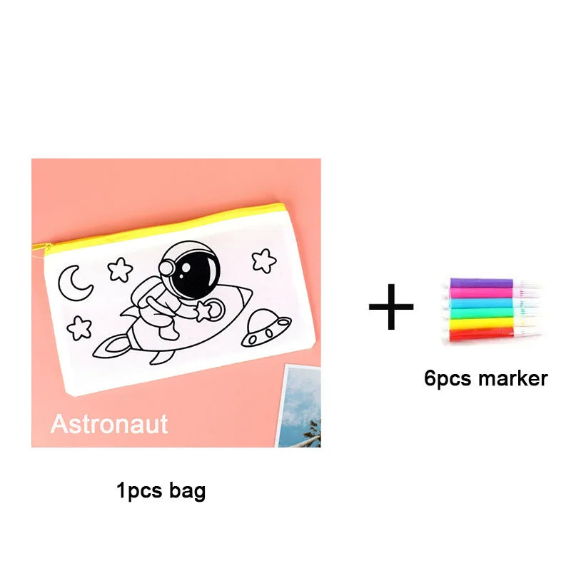 Non Woven Pen Bag DIY Coloring Stationery Kids Students Painting Toys